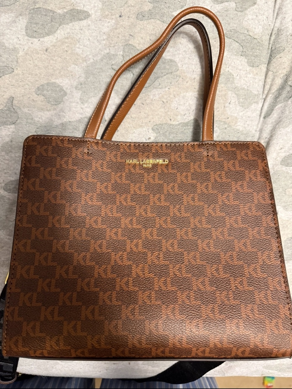 Karl Lagerfeld Brown Monogrammed Tote Bag